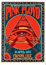 New Pink Floyd Poster Historic Fillmore East New Hand-Signed David Byrd w/COA