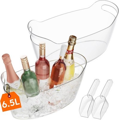 6.5L Ice Bucket Parties 2 Pcs in 1 Package Portable Drink Bucket Cocktail Bar