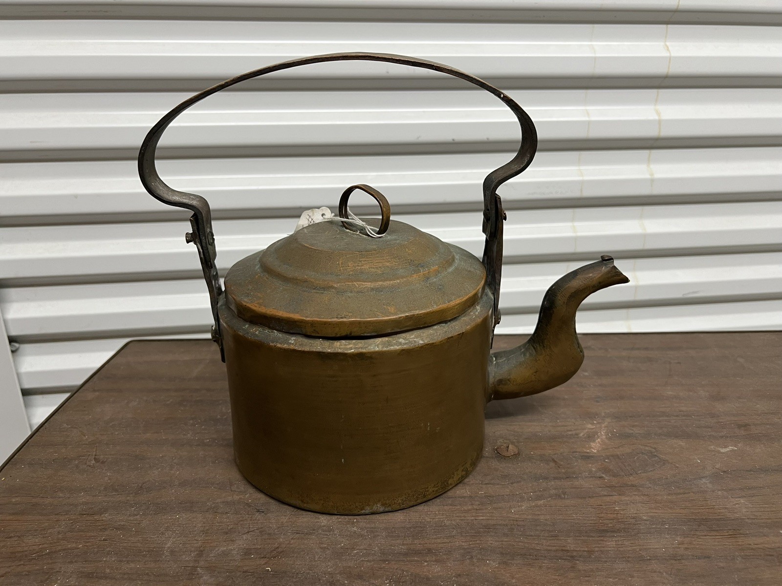 1800s Early antique Copper Kettle Gooseneck Dovetail Primitive