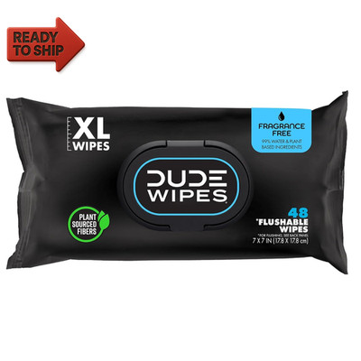 DUDE Wipes Flushable Wipes 48 Count Dispenser, Unscented Wet Wipes with Vitamin