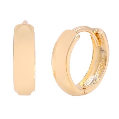 Rachel Koen 14K Gelbgold kleine breite Huggie Creolen mit Scharnier 12 mm