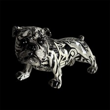 Leonardo Graffiti Bulldog Ornament Statue Black white 