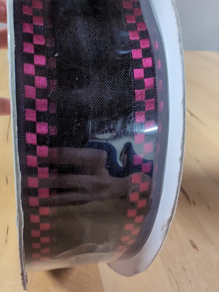 Kirkland Wire Edge Sheer Black W/Pink  Ribbon 1.5" wide x 50 Yards long NEW - Image 4 of 4