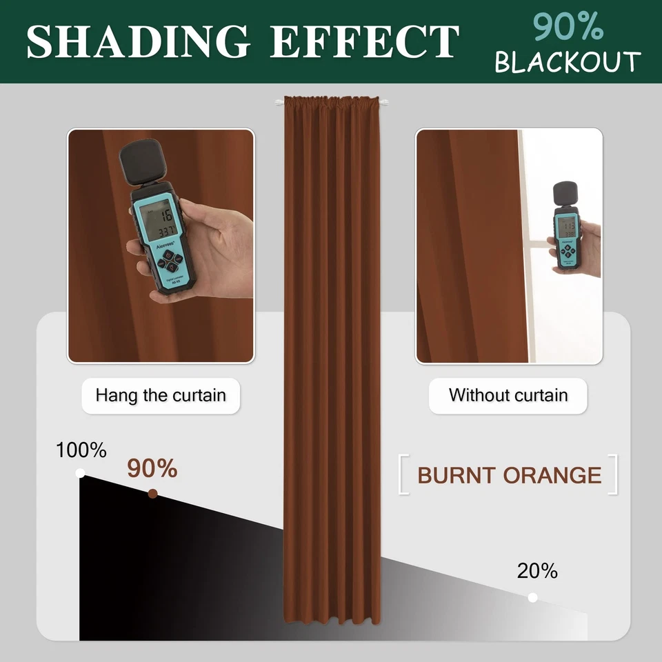 Cortinas de terciopelo extra largas de 10 pies color óxido naranja quemado para puerta corredera H... Foto 4 de 4