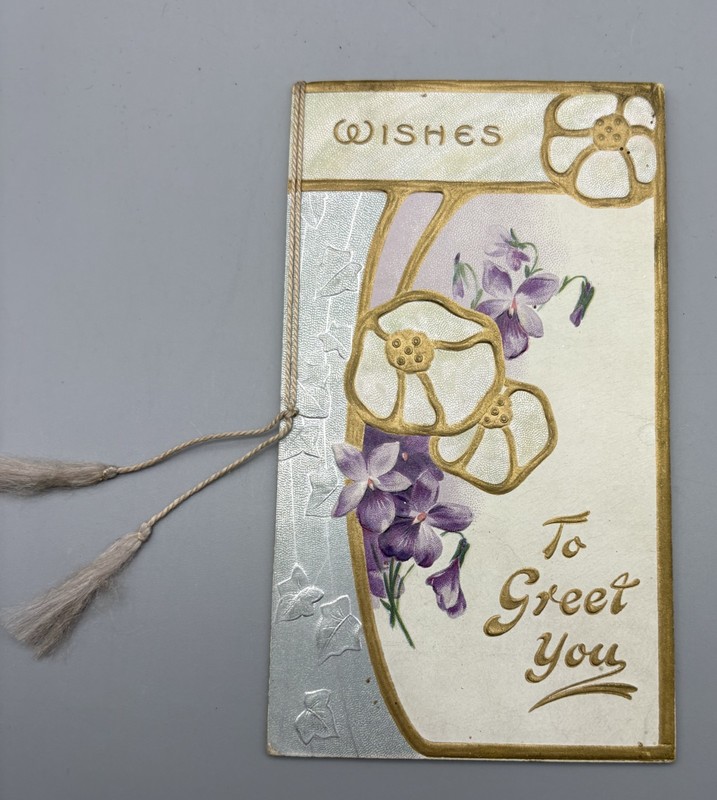 Victorian Paper Wishes to Greet You Christmas Cheer Violets Greeting Card