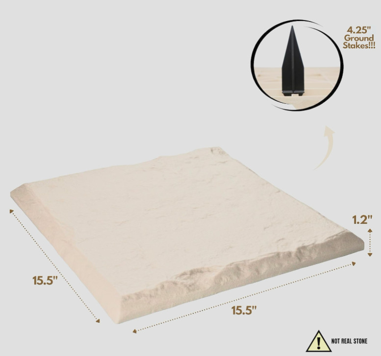 Gardien 15.5" Stepping Stones w/ Stakes | Outdoor Walkway Garden Path - 16-pack