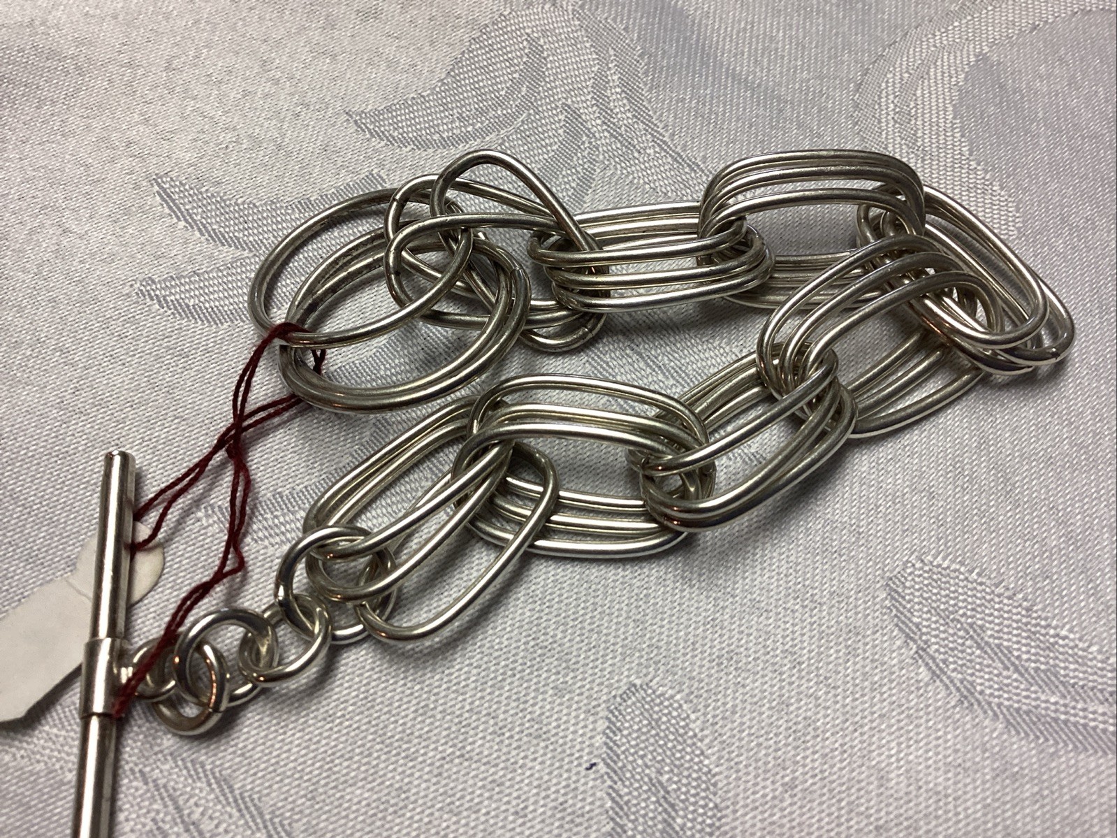 Large Sterling SilverChunky Round Link Toggle Bra… - image 5