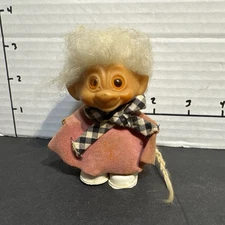 1960’s 2.5” Vintage Uneeda Wishnik Troll Small Troll Orange Eyes Outfit & Shoes