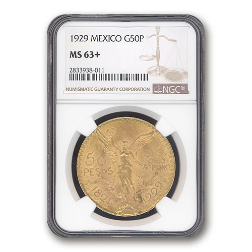 1929 Mexico Gold 50 Pesos MS-63+ NGC