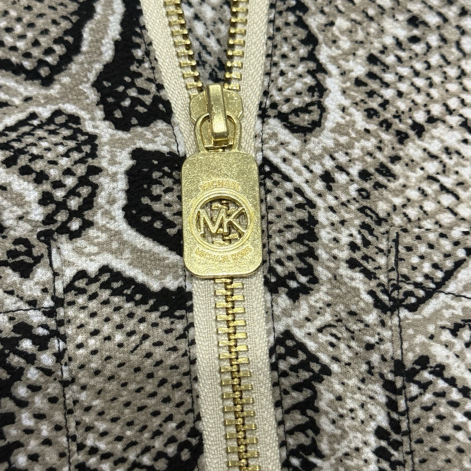 Michael Kors Women's Small Snakeskin Print Gold Black Blouse Half Zip Accent Y2K thumbnail 4