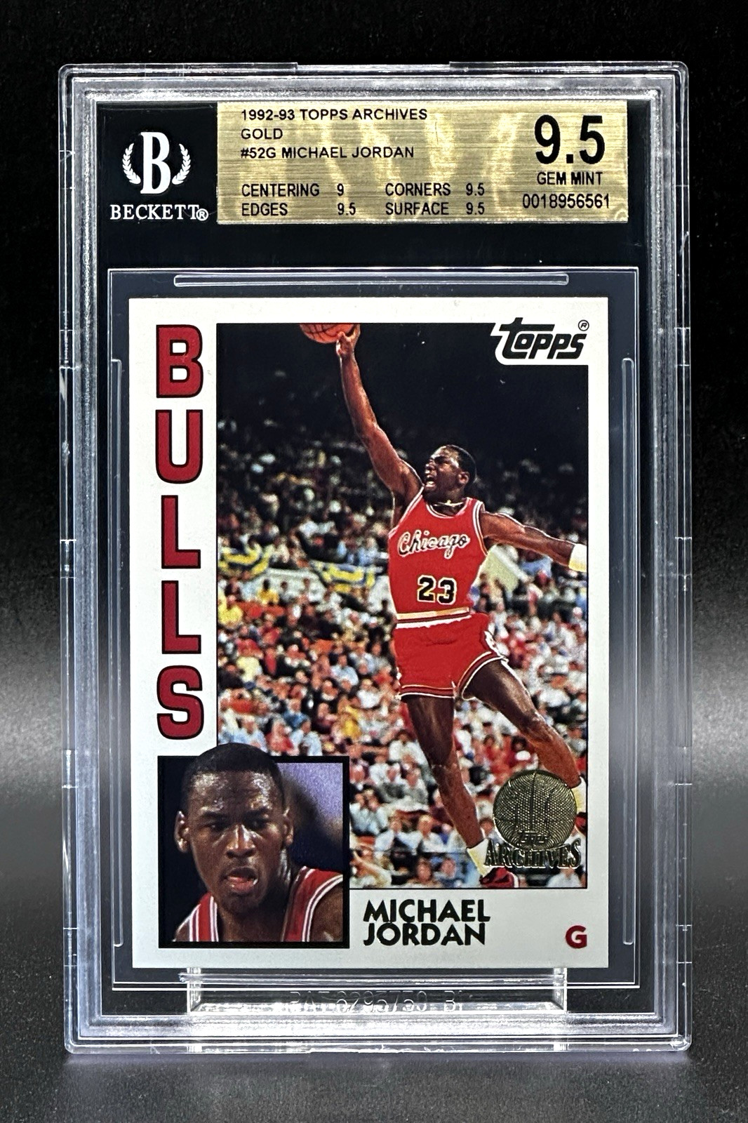 1992-93 Topps Archives GOLD Michael Jordan #52G BGS 9.5 GEM MINT