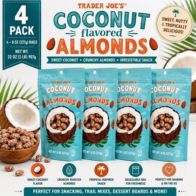 4-Pack Trader Joe's Coconut Flavored Almonds 8 Oz (227g)