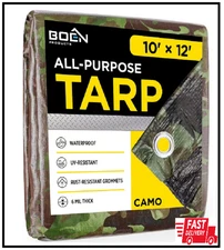 12 Ft. W X 10 Ft. L Camouflage Poly Heavy-Duty Tarp Cover Waterproof Tarpaulin
