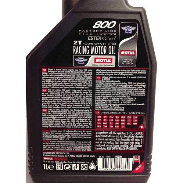Motul 800 2T Road Racing Synthetic 2-Cycle Oil | 1 Liter | 104041 - Image 2 of 4
