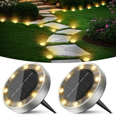 Solar Bodenleuchten 2 Stück 8 LED Außen Garten Wetterfest