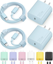 iPhone USB-C Fast Charger 20W Block 2x6FT Cable for iPhone 15 16 17 PD Charge