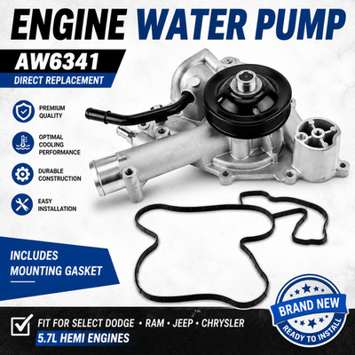 Engine Water Pump w/ Gasket AW6341 for Dodge Ram Chrysler Jeep 5.7L HEMI NEW