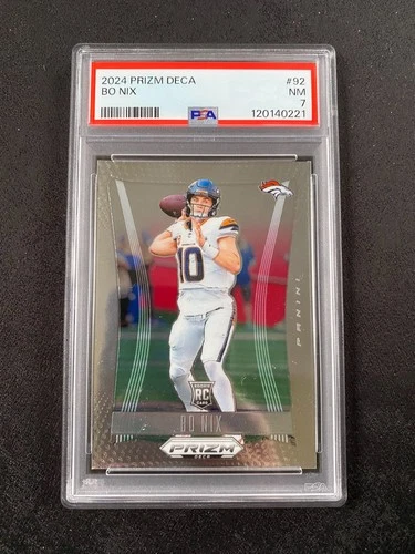 2024 Prizm Deca Bo Nix RC Rookie #92 Broncos PSA 7