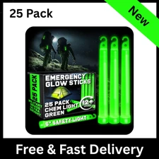 Military Grade Green Glow Sticks - 25 Pack - 12 Hour Bulk Tactical Light Sticks