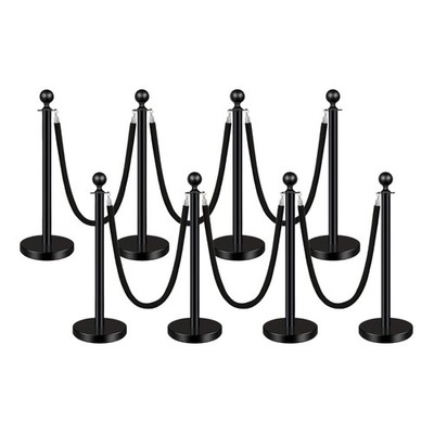 4pcs Stanchions and Velvet Ropes , Hollow Base with Stainless Steel Post
