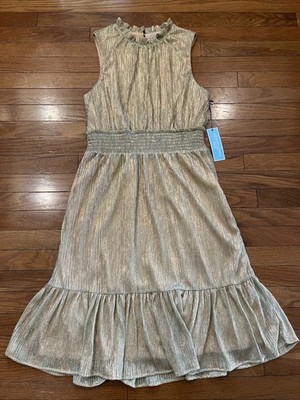 Kentucky Derby Dress Draper James Sleeveless Tiered Midi Gold L NWT Metallic  | eBay