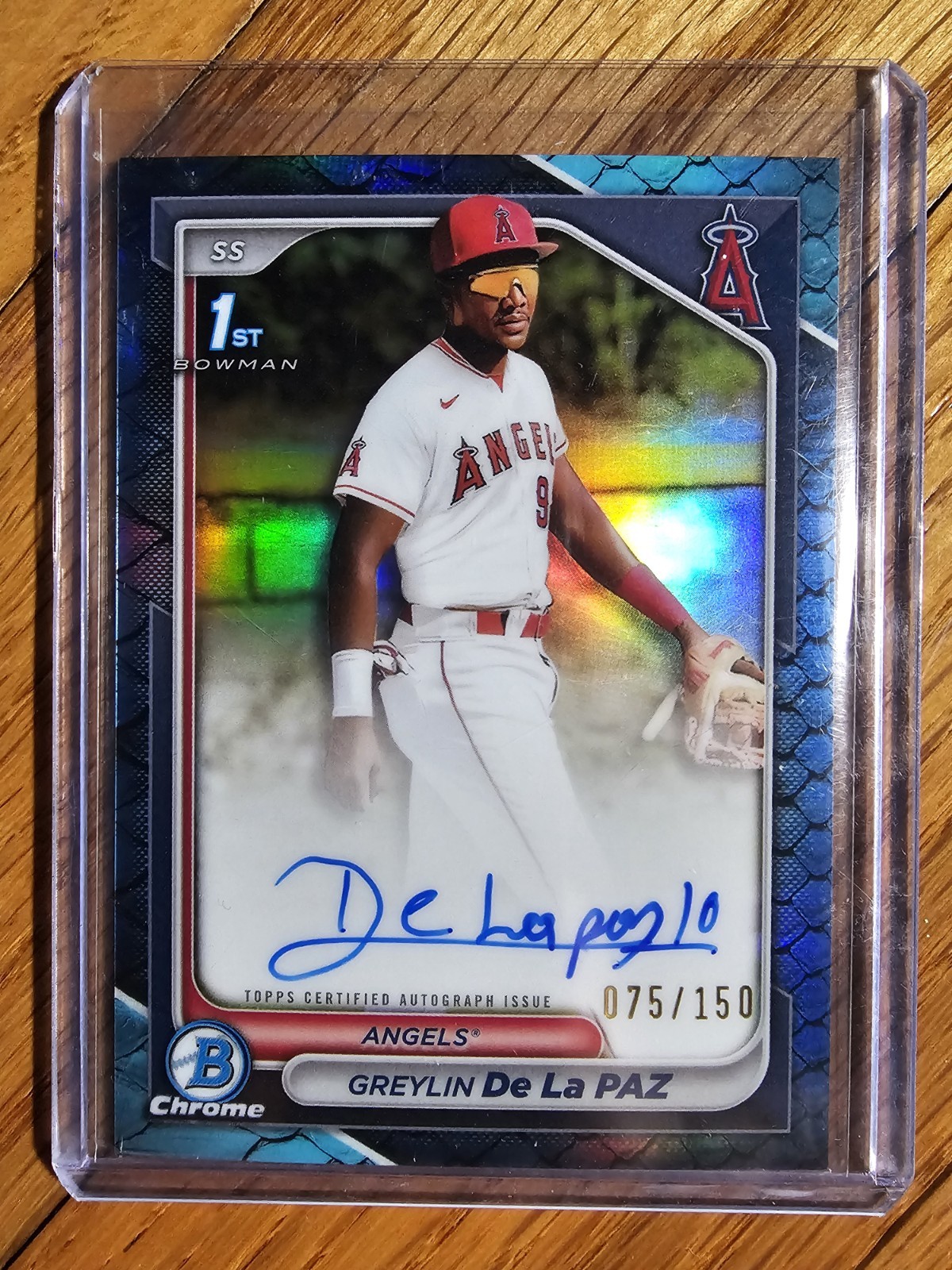 2024 Bowman Chrome 1st Bowman Greylin De La Paz Auto Reptilian Blue /150