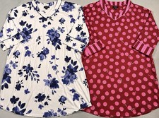 Simply Vera Vera Wang Nightgowns XL Lot of 2 Floral Pink Dot Sleep Shirts Pajama