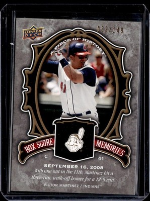2009 UD A Piece of History Box Score Memories Black BSMVM Victor Martinez 33/149