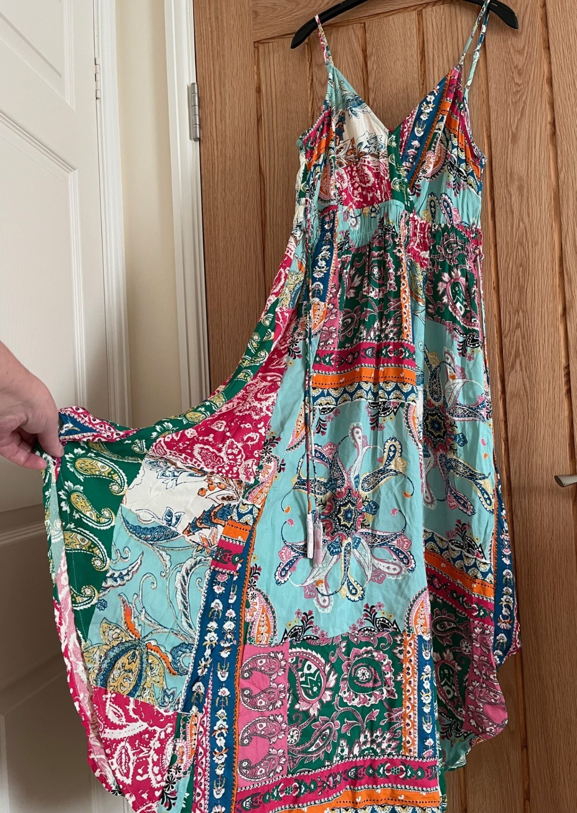 Monsoon Turquoise Multicolour Patchwork Print Mid… - image 1