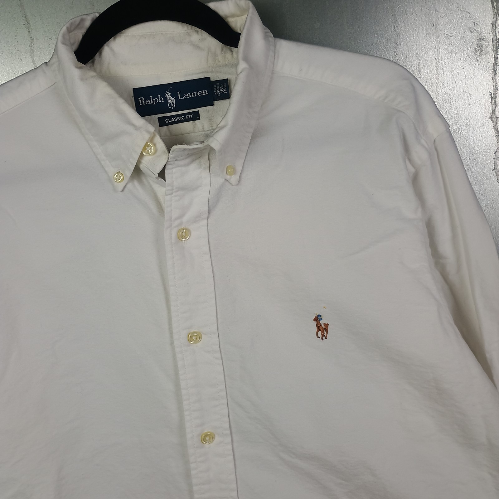 Polo Ralph Lauren Vintage White Cotton Oxford Button Down Shirt XL 16 1/2 Preppy