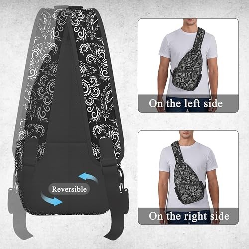 Sling Backpack Trendy Sling Bag Multipurpose Crossbody Sling Travel Black Flora - Bild 7 von 8