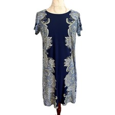 MSK Short Sleeve Paisley Print Midi Dress Small