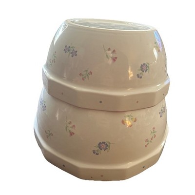 Sarma Studios Victorian Flowers~ Nesting Mixing Bowls Ceramic ~9'' & 7.5'' ~ Japan