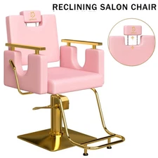 Pink Barber Chair Reclining Salon Chair 360° Swivel Styling Chair for Barbershop