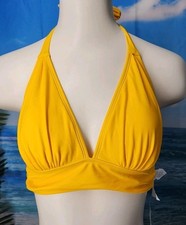 NWT Women  s Cupshe Yellow Bikini Top Size Small Halter Top Triangle