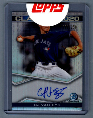 CJ Van Eyk 2020 Bowman Chrome Class of 2020 Refractor Signed Auto RC /250