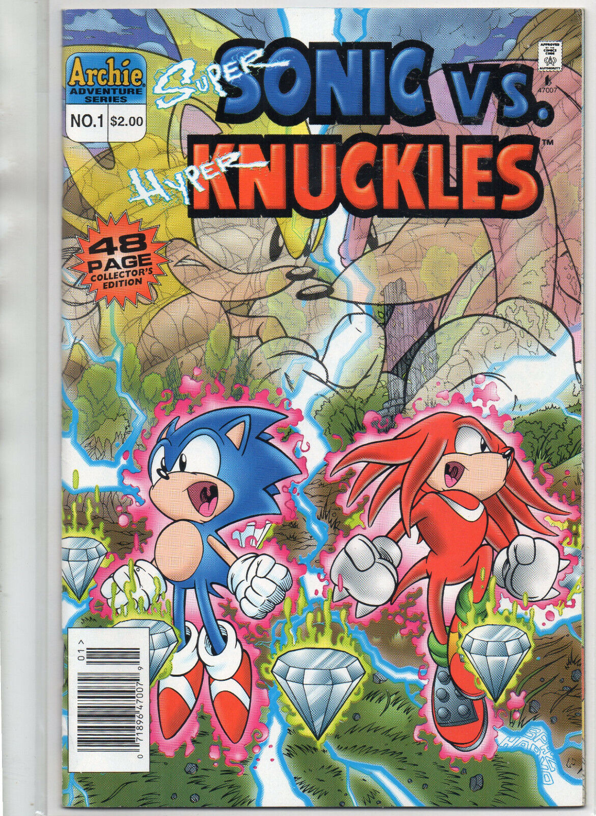 SUPER SONIC vs HYPER KNUCKLES #1 Sonic The Hedgehog RARE Newsstand VARIANT 1996