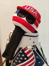 Golf Club Driver Wood 1 Head Cover USA Sunglasses Red Cap Flag Cartoon Style