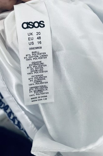 Asos Dress 16 Blue Embroidered White Off-Shoulder Fit Flare Sleeveless Cocktail - Picture 8 of 8