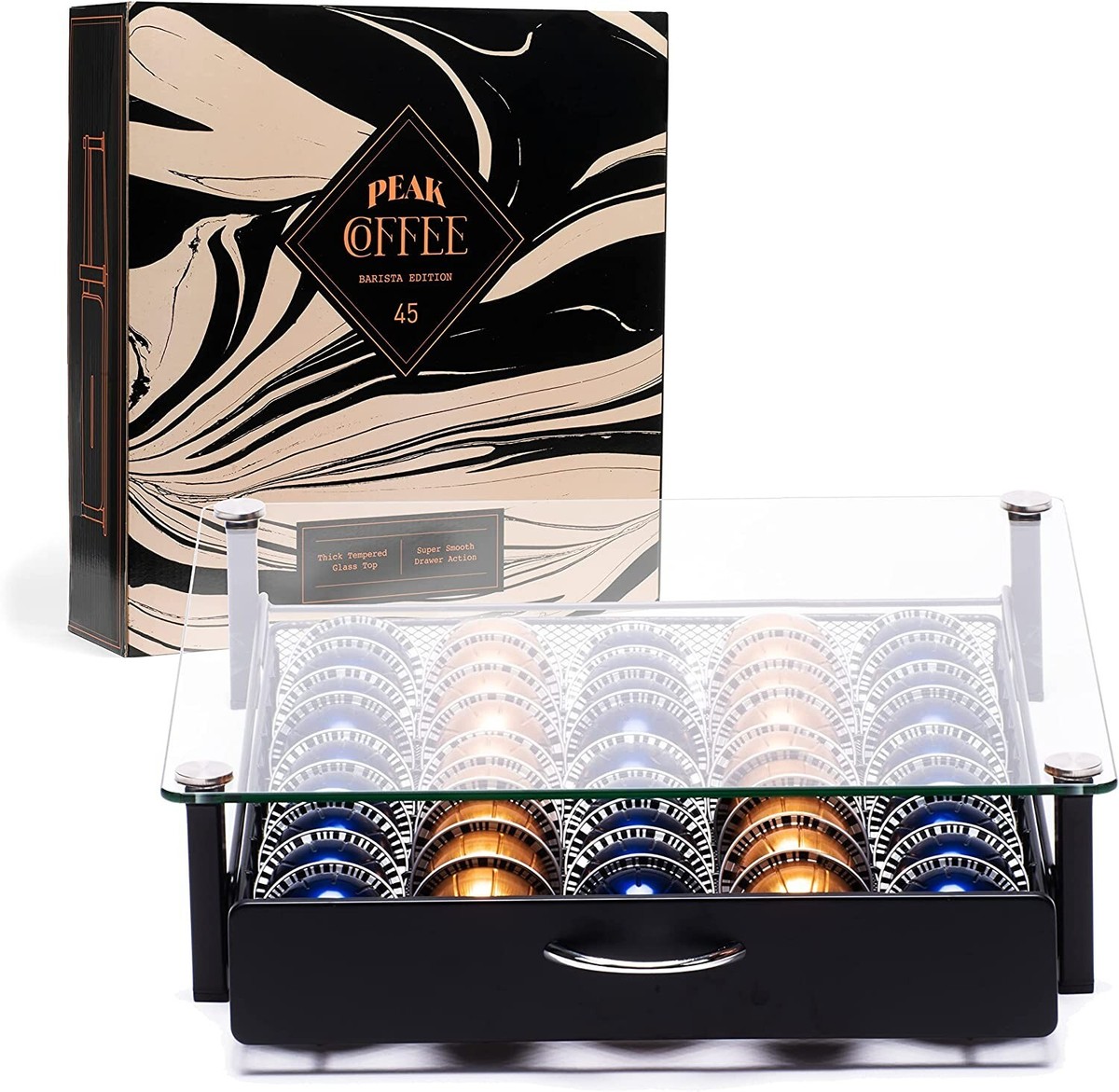 Peak Coffee Capsule Storage Drawer Tray for 45 Nespresso Vertuo