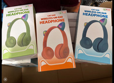 Wireless Cat Ear Headphones for Kids Foldable Bluetooth Headset Mic  Wired Mode