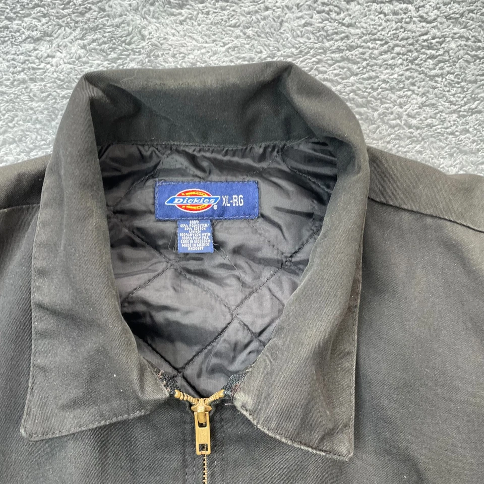 Chaqueta Dickies Para Hombre Extra Grande Negro Edredón Forrado Abrigo Cremallera Completa Aislante Trabajo Foto 4 de 4