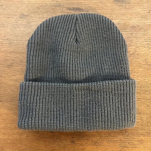 Leeman New York Ribbed Knit Beanie Cap Hat Gray One Size PCU Logo - Picture 2 of 3