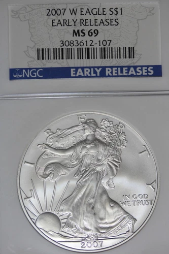 2007 W NGC MS69 EARLY RELEASES AMERICAN SILVER EAGLE #B49994