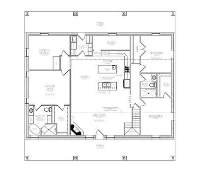 House Plans DWG's - 3 Bdrm / 2 Bath - #2306