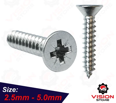 VSD Wood Screws 2.5mm–5.0mm Pozi Countersunk | BZP Steel | Chipboard | Self Tapping