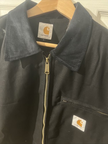 Carhartt Detroit Mens Reworked Canvas Vintage Black Bomber Jacket - Large - Bild 6 von 12