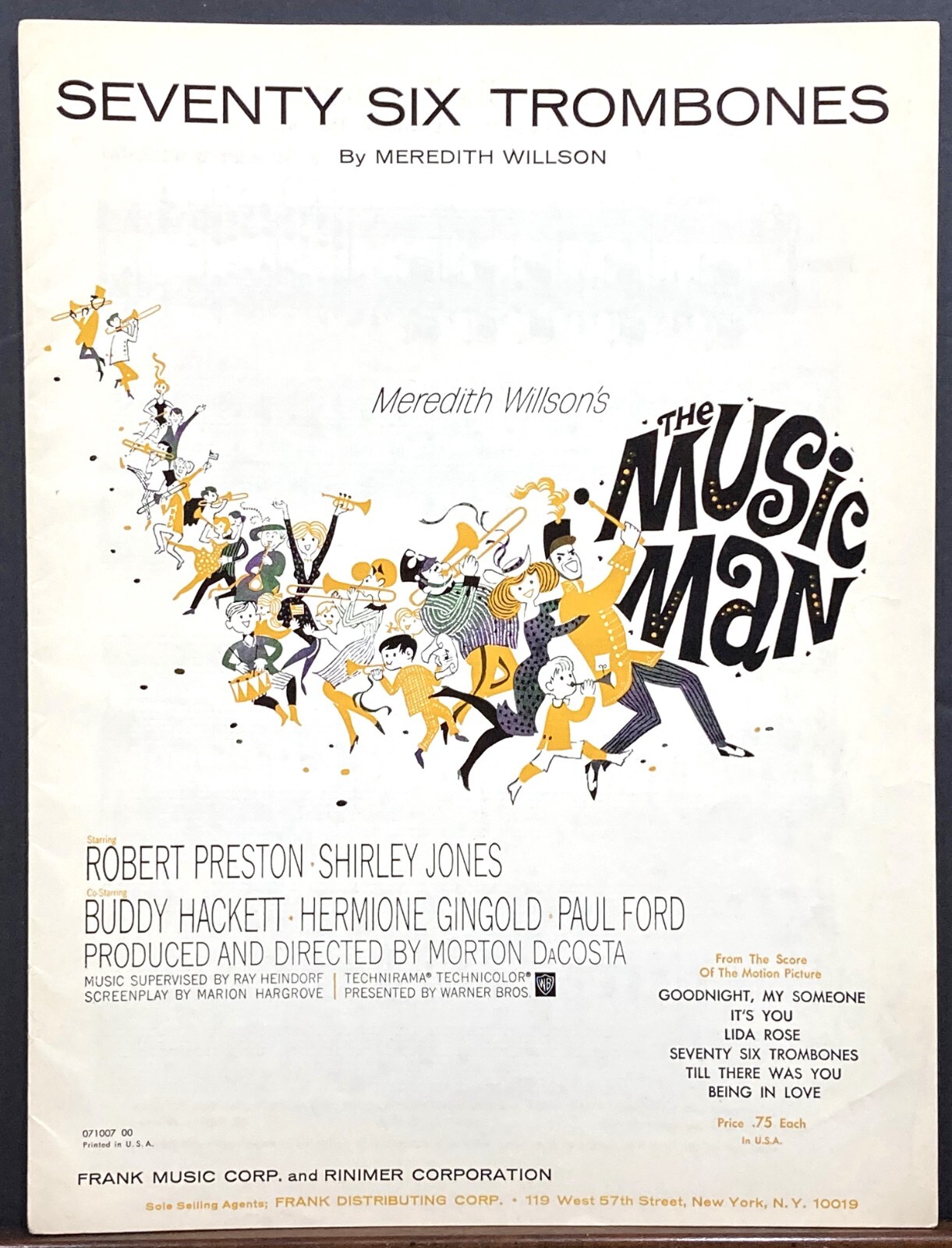 1962 "THE MUSIC MAN" MOVIE SHEET MUSIC "SEVENTY SIX TROMBONES" 76 eBay