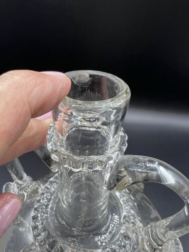Decanter vetro trasparente olandese inciso 18 ° secolo uva nave mulino a vento - Foto 13 di 21