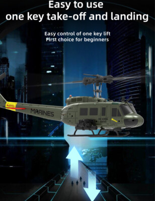 Helicóptero RC ERA UH-1 Huey 1:48 | 6 Canales + 6 Ejes Giroscopio | 3D Sin Escobillas | Listo Para Volar